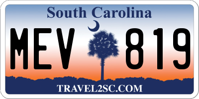 SC license plate MEV819