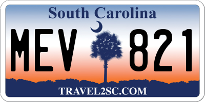 SC license plate MEV821