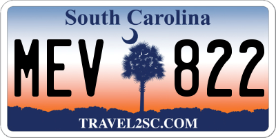 SC license plate MEV822