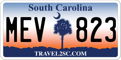 SC license plate MEV823