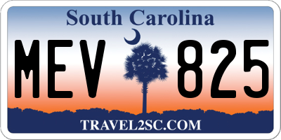 SC license plate MEV825