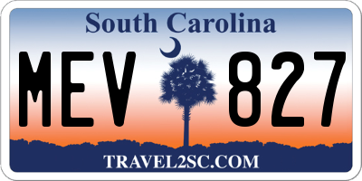 SC license plate MEV827