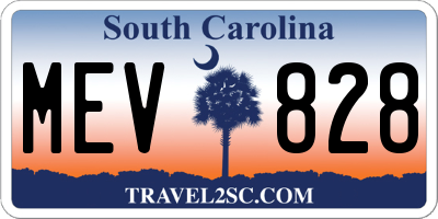SC license plate MEV828