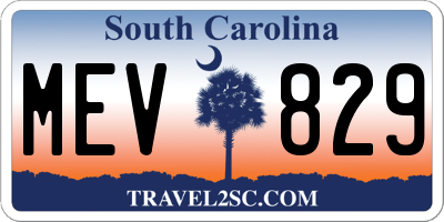 SC license plate MEV829