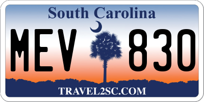 SC license plate MEV830