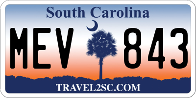 SC license plate MEV843