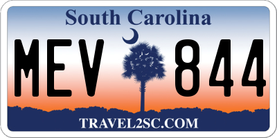 SC license plate MEV844