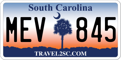 SC license plate MEV845