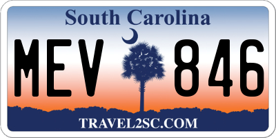 SC license plate MEV846