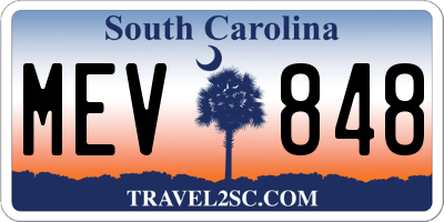 SC license plate MEV848