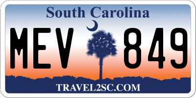 SC license plate MEV849