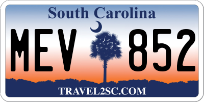 SC license plate MEV852
