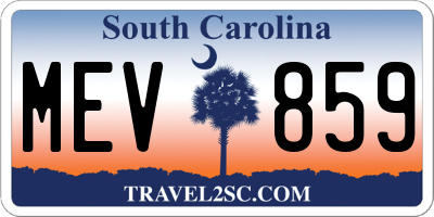 SC license plate MEV859