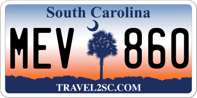 SC license plate MEV860