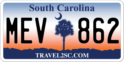 SC license plate MEV862