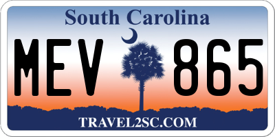 SC license plate MEV865