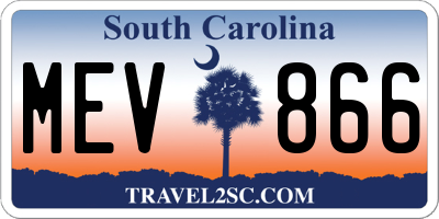 SC license plate MEV866