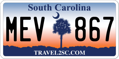 SC license plate MEV867