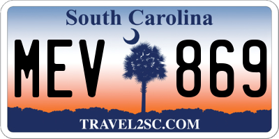 SC license plate MEV869