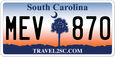 SC license plate MEV870