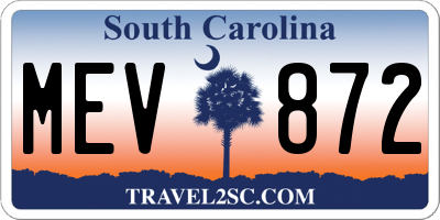 SC license plate MEV872
