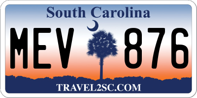 SC license plate MEV876