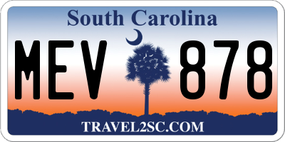 SC license plate MEV878
