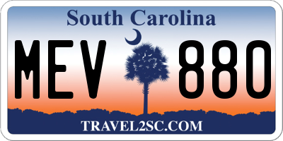 SC license plate MEV880