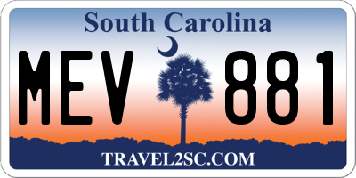 SC license plate MEV881