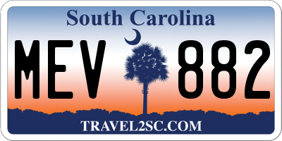SC license plate MEV882