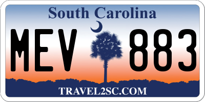 SC license plate MEV883