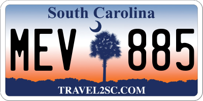 SC license plate MEV885