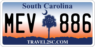 SC license plate MEV886