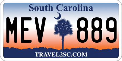 SC license plate MEV889