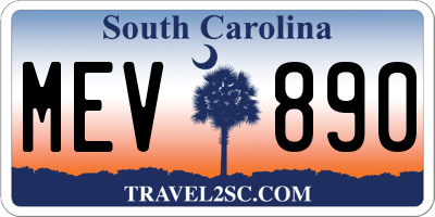SC license plate MEV890