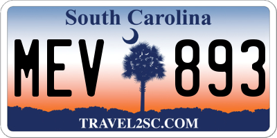 SC license plate MEV893