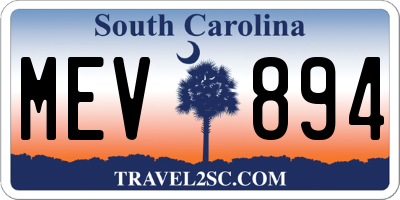 SC license plate MEV894