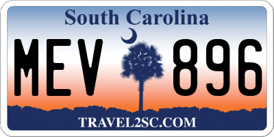 SC license plate MEV896