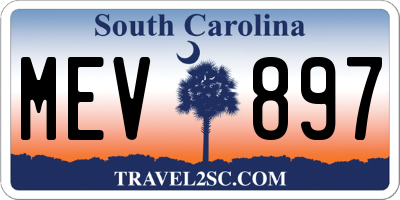 SC license plate MEV897