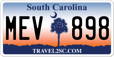 SC license plate MEV898