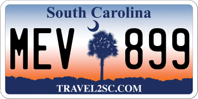 SC license plate MEV899