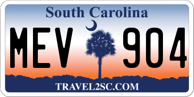 SC license plate MEV904