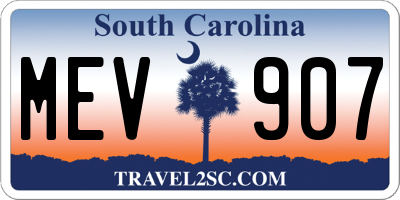 SC license plate MEV907
