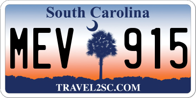 SC license plate MEV915