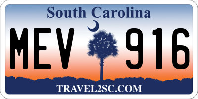 SC license plate MEV916