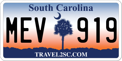 SC license plate MEV919