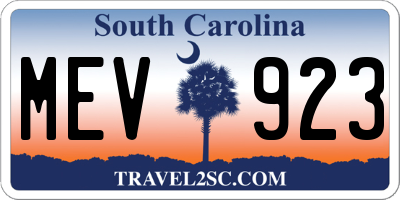 SC license plate MEV923