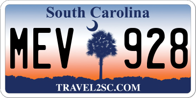 SC license plate MEV928