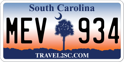 SC license plate MEV934
