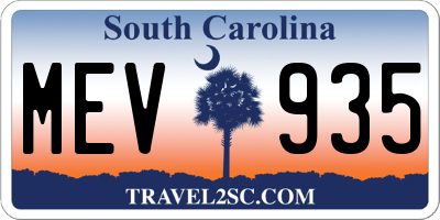 SC license plate MEV935